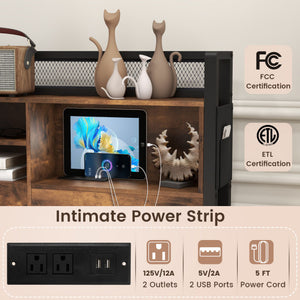 Full/Queen Size Bed Frame with Bookcase Headboard and 4 Storage Drawers-Full Size