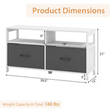 Fabric Chest of Drawers with 2 Drawers and 2 Open Shelves-White