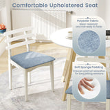 Fabric Kitchen Side Chairs with Rubber Wood Frame and Padded Seat-White