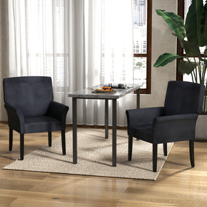 Fabric Upholstered Executive Guest Armchair with Rubber Wood Legs-Black