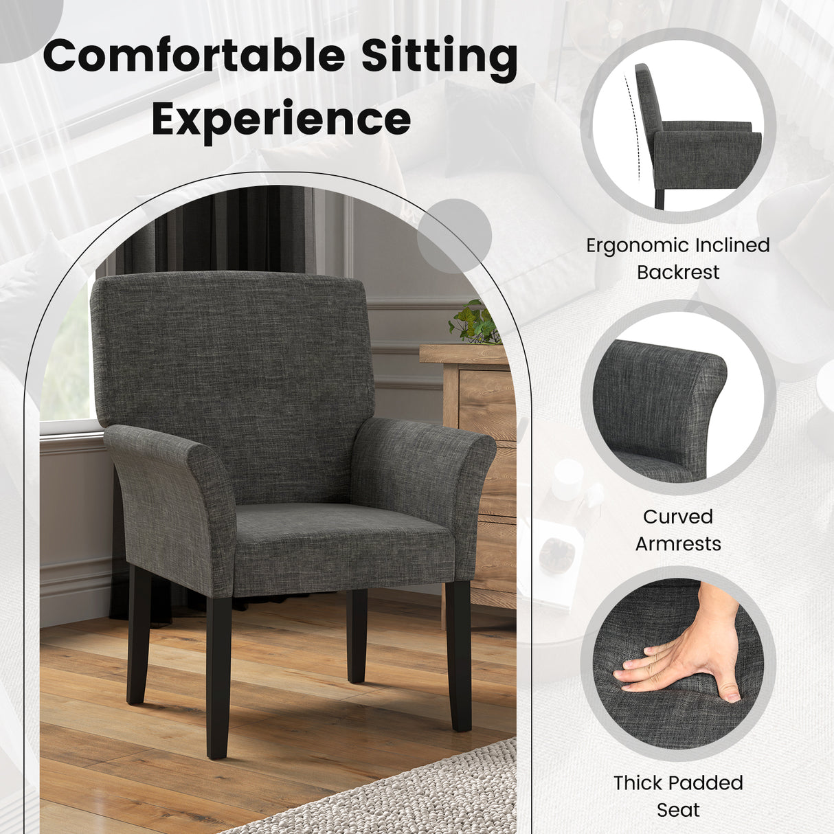 Executive Guest Chair Reception Waiting Room Arm Chair-Gray