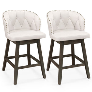 Counter Height Fabric Upholstered Bar Stools Set of 2-Beige