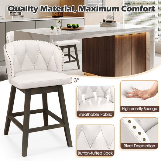 Counter Height Fabric Upholstered Bar Stools Set of 2-Beige