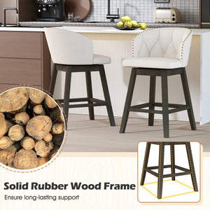 Counter Height Fabric Upholstered Bar Stools Set of 2-Beige