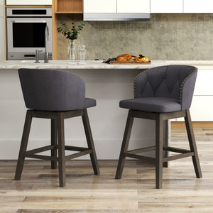 Counter Height Fabric Upholstered Bar Stools Set of 2-Gray