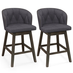 Counter Height Fabric Upholstered Bar Stools Set of 2-Gray