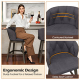 Counter Height Fabric Upholstered Bar Stools Set of 2-Gray