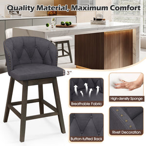 Counter Height Fabric Upholstered Bar Stools Set of 2-Gray