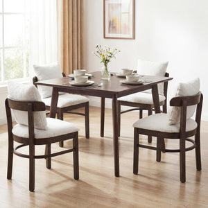 Fabric Upholstered Wood Dining Chairs Set of 2 with Removable Pillow-Gray