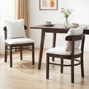 Fabric Upholstered Wood Dining Chairs Set of 4 with Removable Pillow-Gray