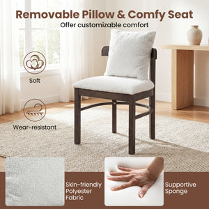 Fabric Upholstered Wood Dining Chairs Set of 4 with Removable Pillow-Gray