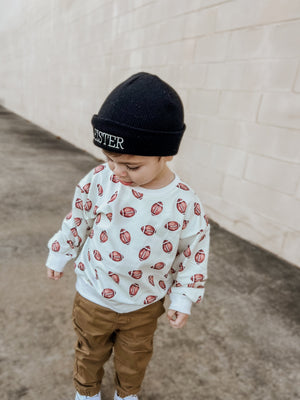 Football Print Crewneck Sweatshirt