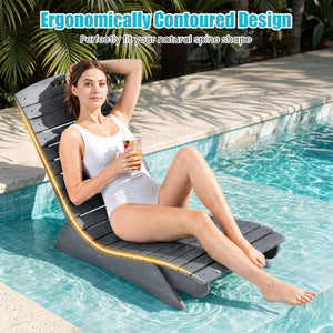 Fade-Resistant Outdoor Lounger with Contoured Shape for Deck Poolside-Dark Gray
