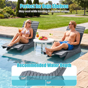 Fade-Resistant Outdoor Lounger with Contoured Shape for Deck Poolside-Dark Gray