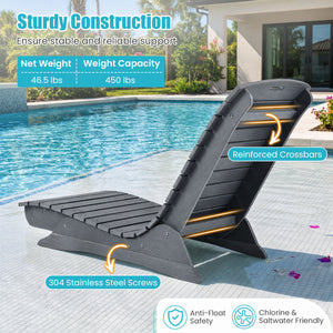 Fade-Resistant Outdoor Lounger with Contoured Shape for Deck Poolside-Dark Gray