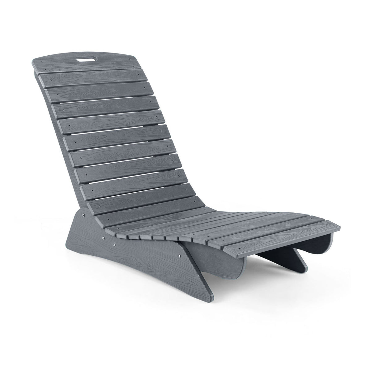 Fade-Resistant Outdoor Lounger with Contoured Shape for Deck Poolside-Dark Gray
