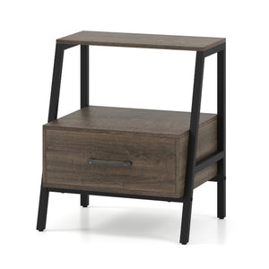3-Tier Farmhouse Nightstand with Open Shelf