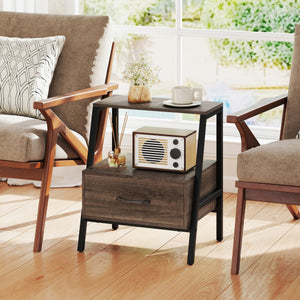 3-Tier Farmhouse Nightstand with Open Shelf