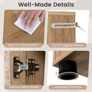 Farmhouse Bathroom Floor Cabinet with Sliding Barn Door-Natural