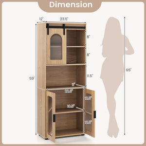 Farmhouse Bathroom Floor Cabinet with Sliding Barn Door-Natural