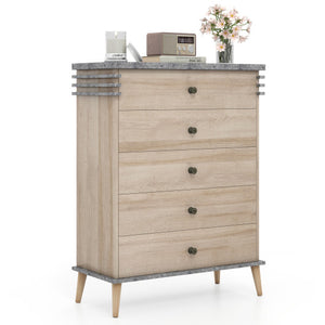 Farmhouse Chest Dresser of Drawers Tall Storage Organizer-Grey