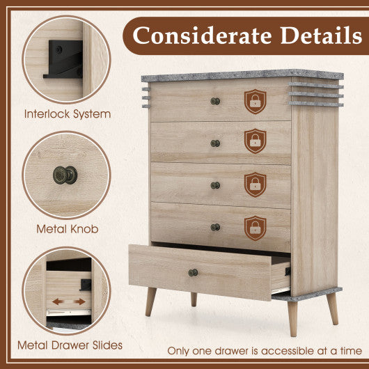 3-Tier Bedside Table Nightstand with Antique Grey Faux Marble Top-Grey