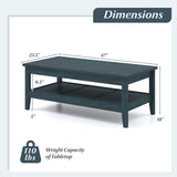 Farmhouse Coffee Table Rustic Cocktail Center Table with Thickened Tabletop-Blue
