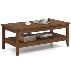 Farmhouse Coffee Table Rustic Cocktail Center Table with Thickened Tabletop-Walnue