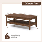 Farmhouse Coffee Table Rustic Cocktail Center Table with Thickened Tabletop-Walnue
