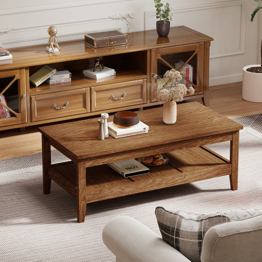 Farmhouse Coffee Table Rustic Cocktail Center Table with Thickened Tabletop-Walnue
