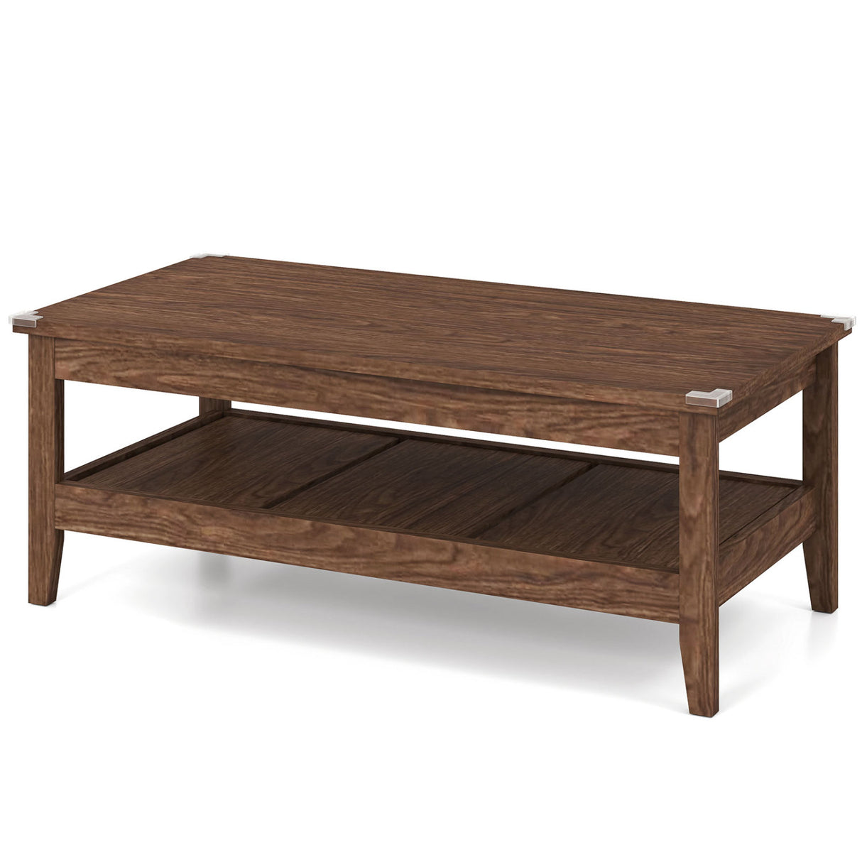Farmhouse Coffee Table Rustic Cocktail Center Table with Thickened Tabletop-Walnut
