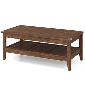 Farmhouse Coffee Table Rustic Cocktail Center Table with Thickened Tabletop-Walnut