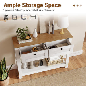 Farmhouse Console Table with 2 Drawers 42 inch Long Narrow Entryway Table
