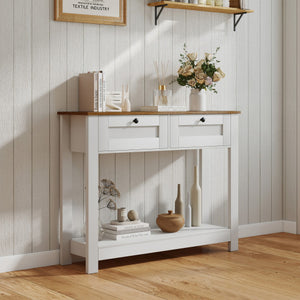 Farmhouse Console Table with 2 Drawers 42 inch Long Narrow Entryway Table