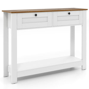 Farmhouse Console Table with 2 Drawers 42 inch Long Narrow Entryway Table