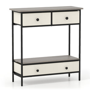 Farmhouse Console Table with Open Storage Shelf for Hallway-Gray