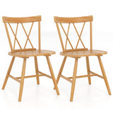 Farmhouse Kitchen Dining Chair Set of 2 with Rubber Wood Frame-Natural