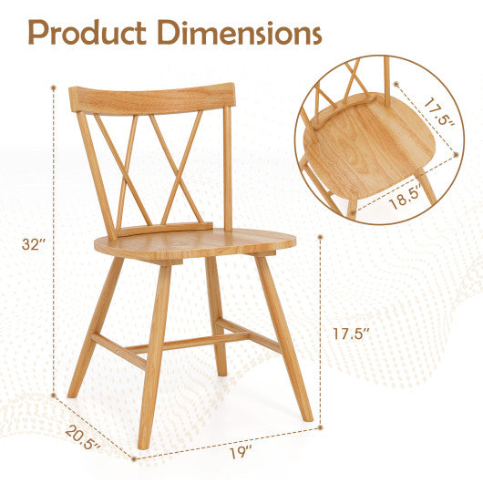 Farmhouse Kitchen Dining Chair Set of 2 with Rubber Wood Frame-Natural