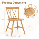 Farmhouse Kitchen Dining Chair Set of 2 with Rubber Wood Frame-Natural