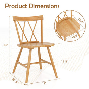 Farmhouse Kitchen Dining Chair Set of 2 with Rubber Wood Frame-Natural