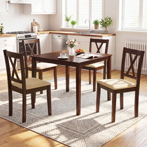Farmhouse Dining Table for 4 People 35 Inches Square Kitchen Table-Walnut