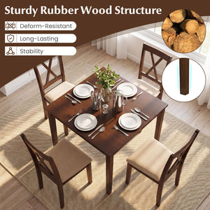 Farmhouse Dining Table for 4 People 35 Inches Square Kitchen Table-Walnut