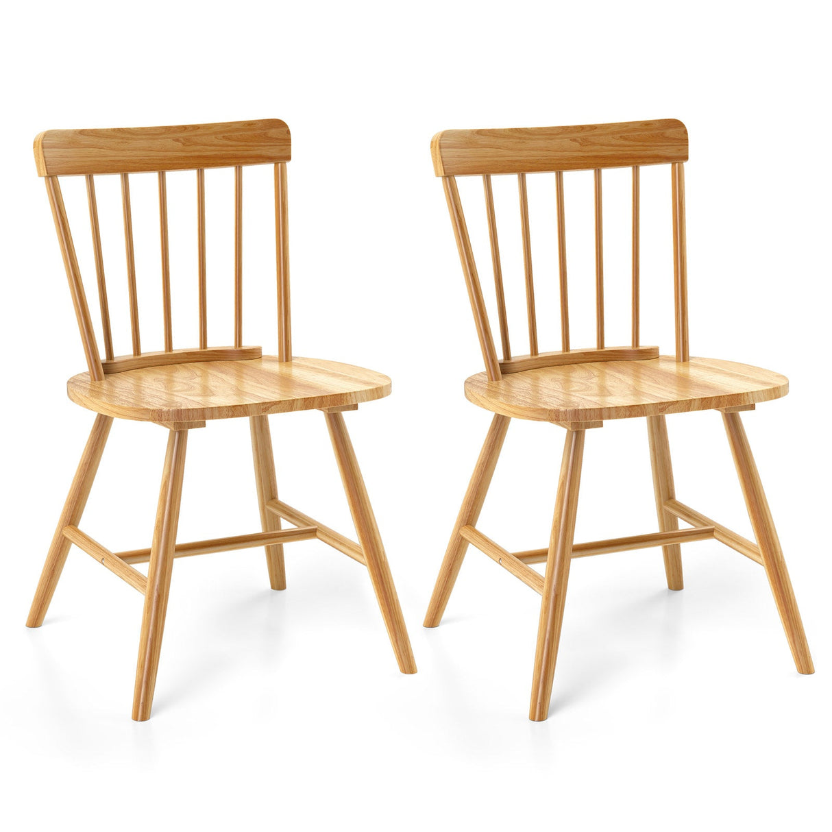 Farmhouse Kitchen Chair Set of 2 with Rubber Wood Frame-Natural by DirectDeals