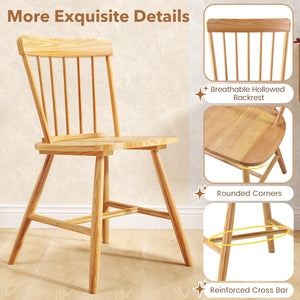 Farmhouse Kitchen Chair Set of 2 with Rubber Wood Frame-Natural by DirectDeals