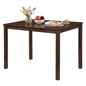Farmhouse Kitchen Table for 4 with Solid Rubber Wood Frame for Dining Room-Brown