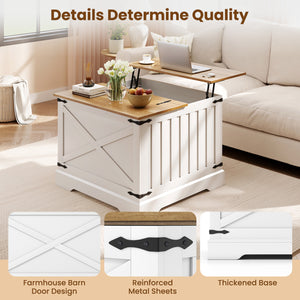 Farmhouse Lift Top Coffee Table with Hidden Storage Compartment-Brown