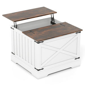 Farmhouse Lift Top Coffee Table with Hidden Storage Compartment-Rustic Brown