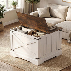 Farmhouse Lift Top Coffee Table with Hidden Storage Compartment-Rustic Brown