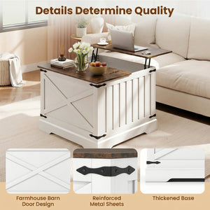 Farmhouse Lift Top Coffee Table with Hidden Storage Compartment-Rustic Brown