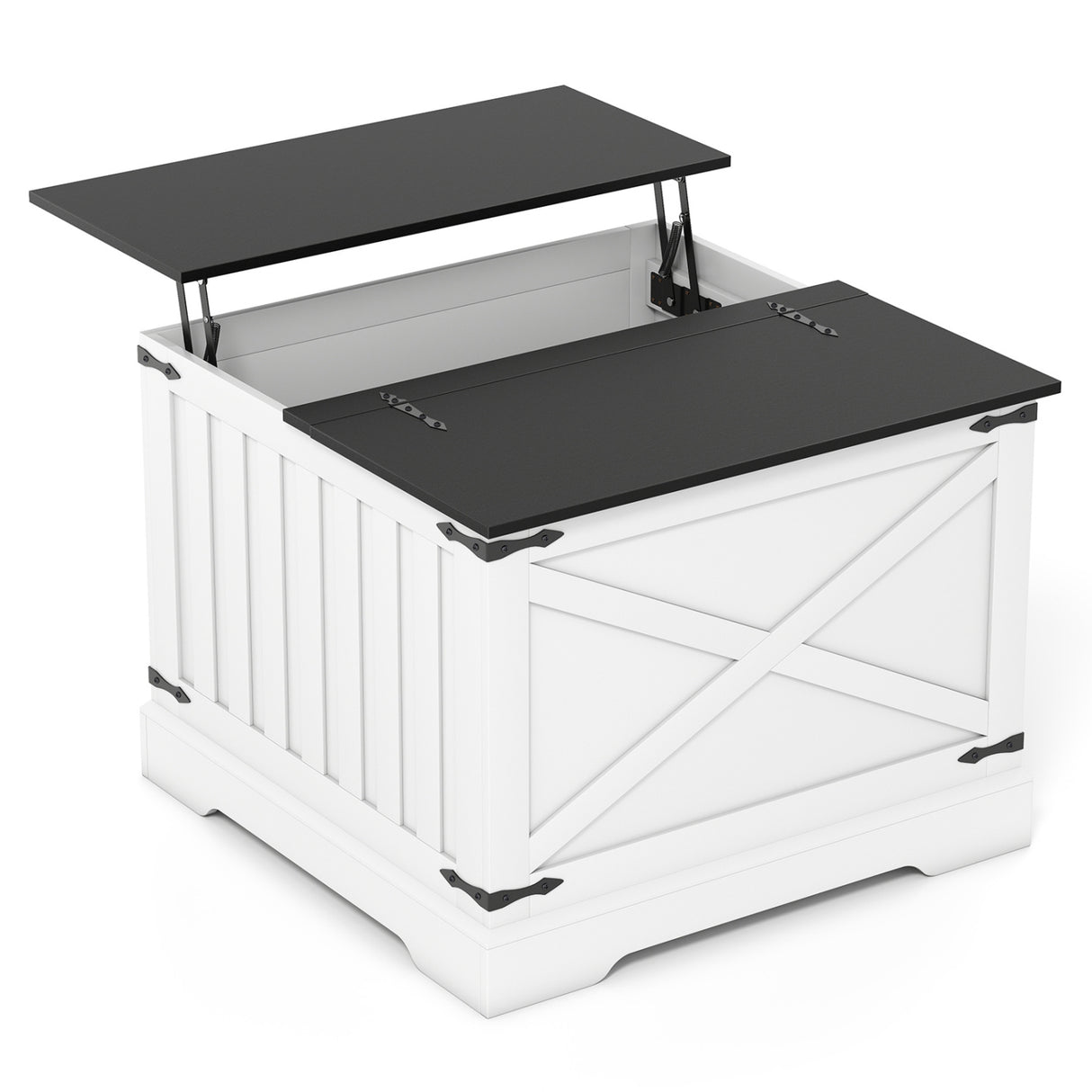 Farmhouse Lift Top Coffee Table with Hidden Storage Compartment-Black